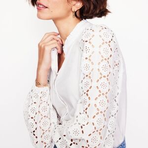Boden Broderie White Eyelet Lace Women's Top